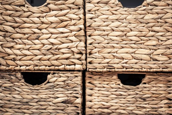 Texture background of wicker baskets made from natural materials.